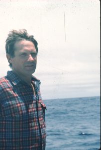 Photo of Dale Kiefer aboard Calypso in the South Pacific