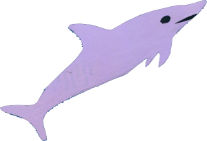 Purple cartoon dolphin.